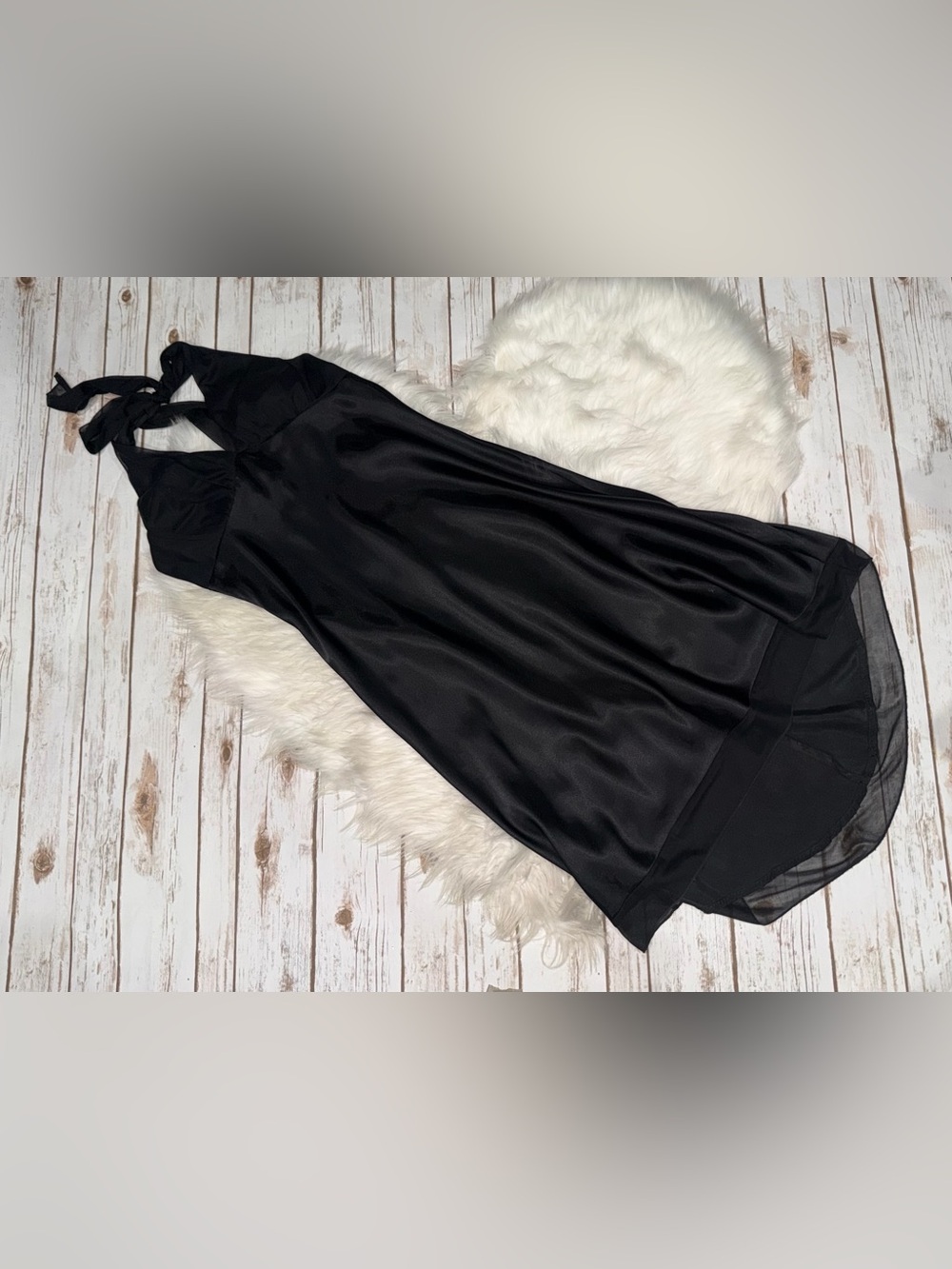 Alyn Paige New York Black Satin Halter Slip Dress